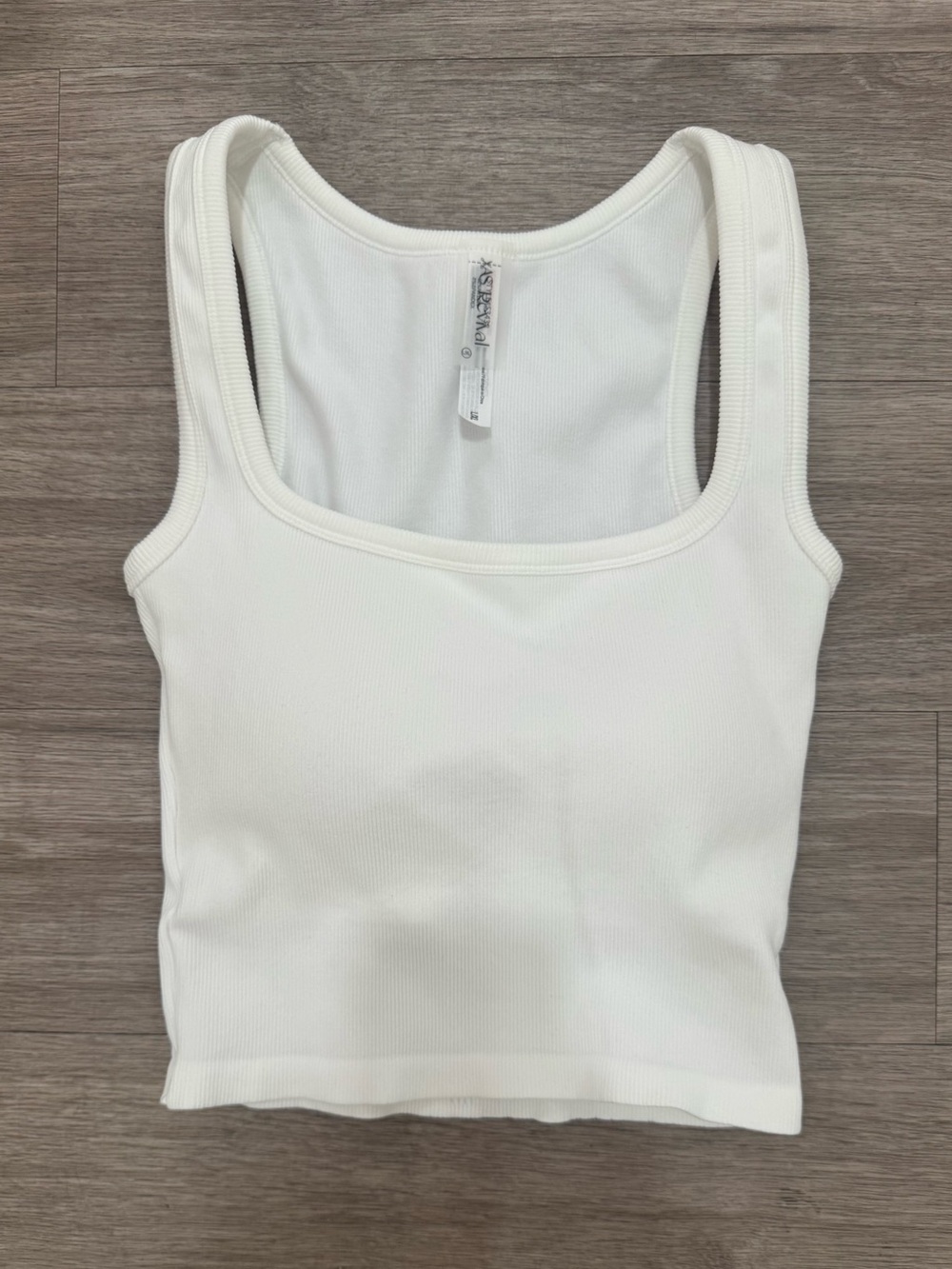 As Revival by Altar’d State White Ribbed Square-Neck Tank Top; size L/XL